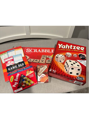 Game bundle - Game Pad Hasbro Yahtzee Scrabble cribbage peg game